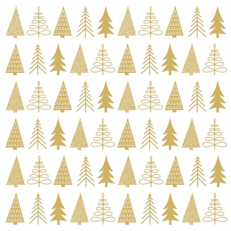 Napkins 33x33cm - Fond blanc avec sapins dorés - PaperProducts Design