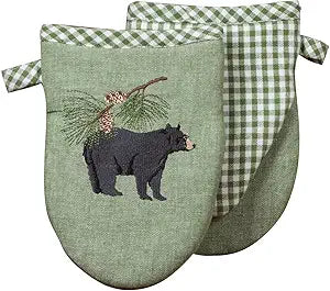Petite mitaine four verte avec ours - Kitchen