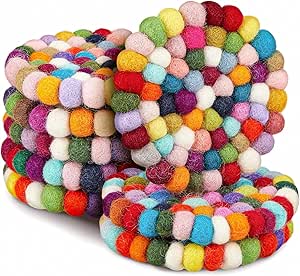 Set of 4 wool coasters - Multicoloured - Modwool
