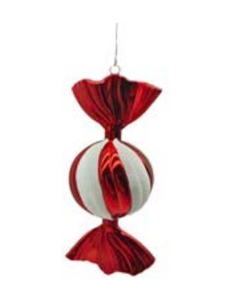 Ornement - Bonbon rond rouge et blanc - Christmas forever