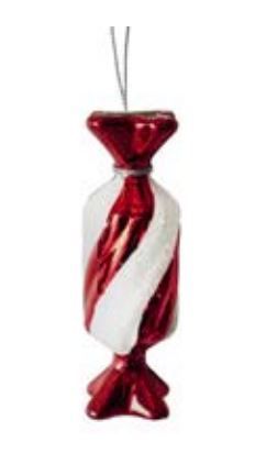 Ornament - Red and white rectangular candy - Christmas forever