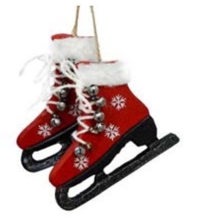 Ornement - Patins rouges en bois - Christmas forever