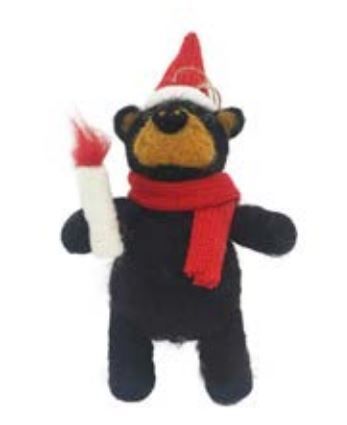 Ornement - Ours noir en laine - Christmas forever