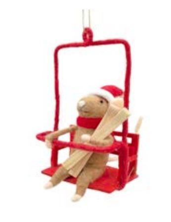 Ornament - Mouse on ski lift - Christmas forever