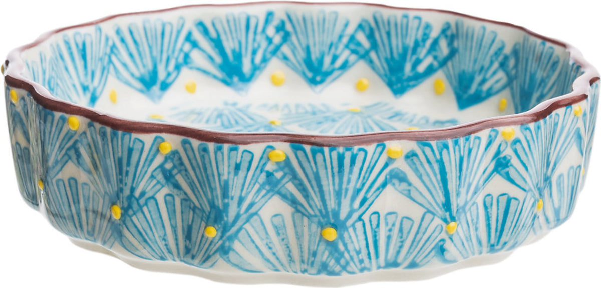 Plat à tartelette Retro - motif coquillages bleus 11cm - Tranquillo