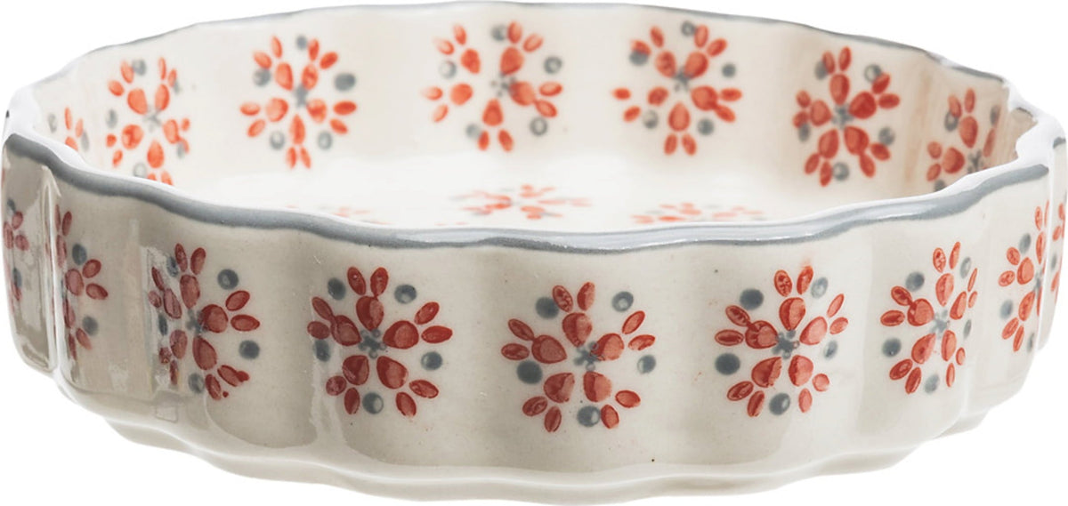 Plat à tartelette Retro - motif fleurs rouges 11cm - Tranquillo