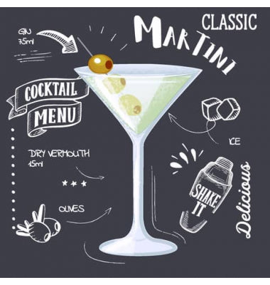 Napkins Black Martini 24x24 cm - Paper+ Design