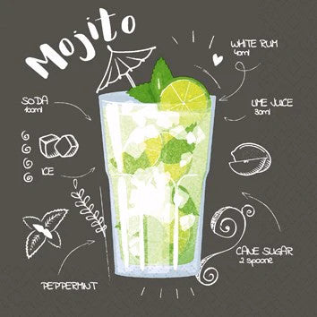Napkins Black Mojito 24x24 cm - Paper+ Design