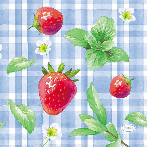Napkins pique-nique de fraises 24x24 cm - Duni