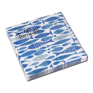 Napkins ban de poissons bleus 24x24 cm - Twilight Collection