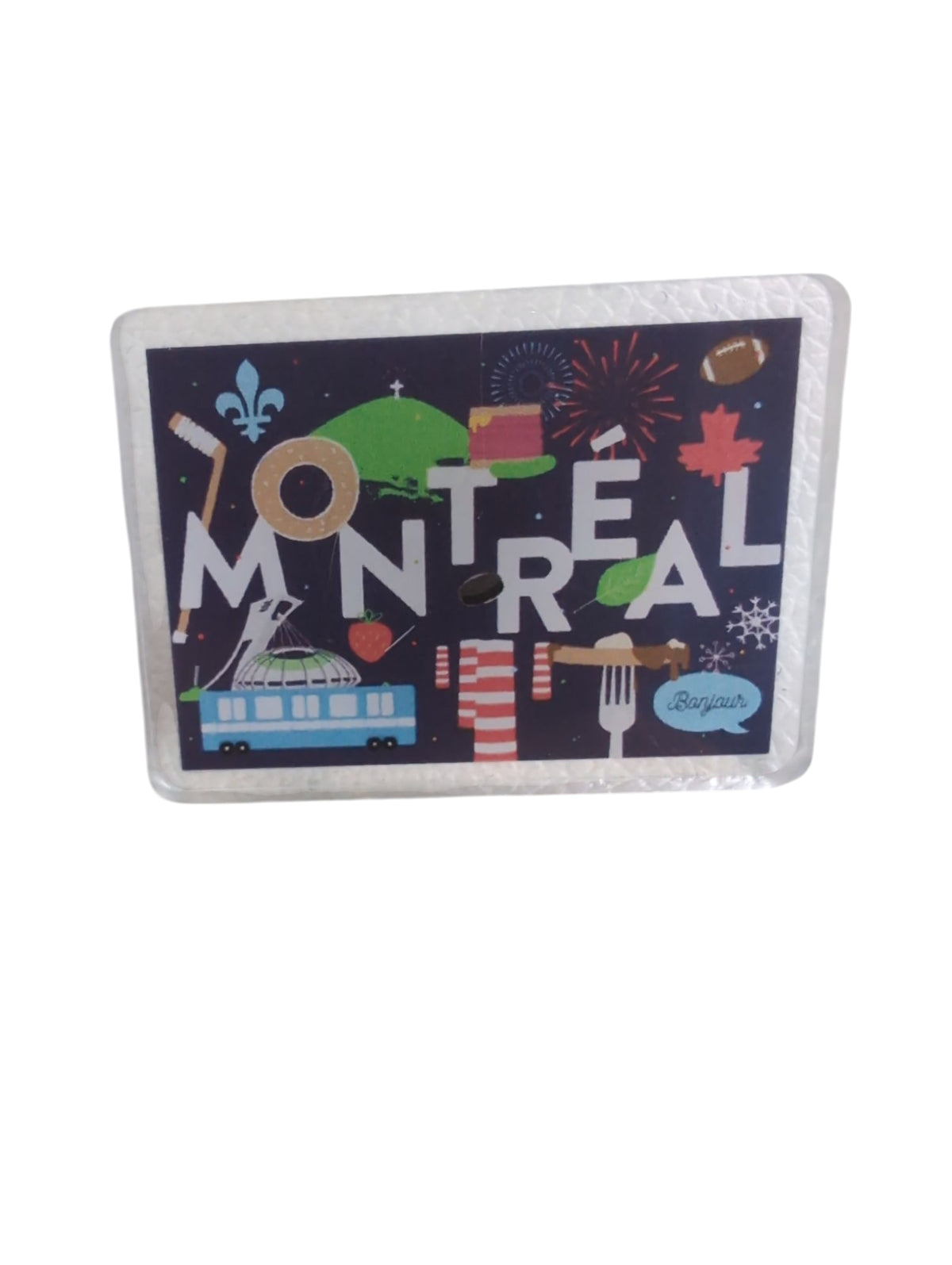 Épingle acrylique bleu Montréal emblèmes 2 illustrés LB