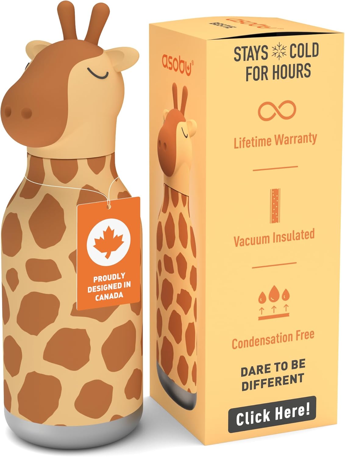 Bouteille d'eau en acier inoxydable - Girafe