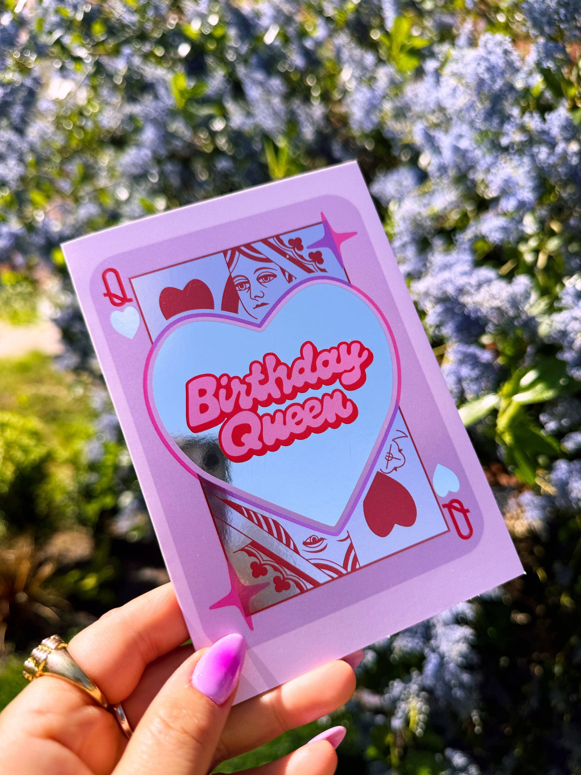 Carte de vœux « Birthday Queen » avec finition argentée