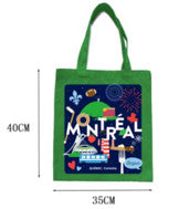 Sac tote réutilisable vert "Montréal emblèmes" - LB