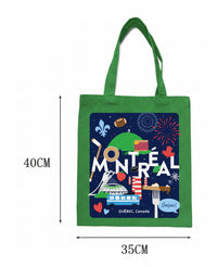 Sac tote réutilisable vert "Montréal emblèmes" - LB