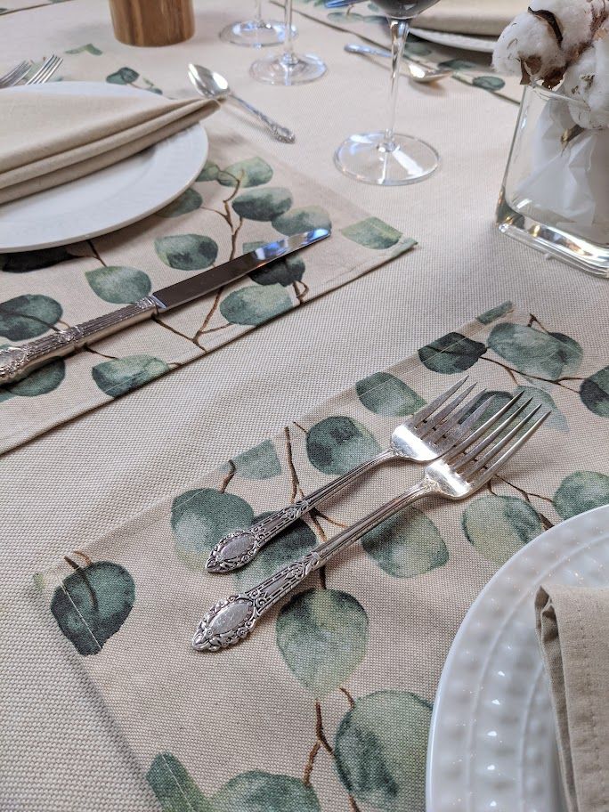 Napperons (x2) -feuilles d'eucalyptus - Sac en vrac