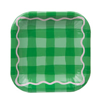 Assiettes carrées en vichy coloré - Pack de 12 | Fournitures de fête |