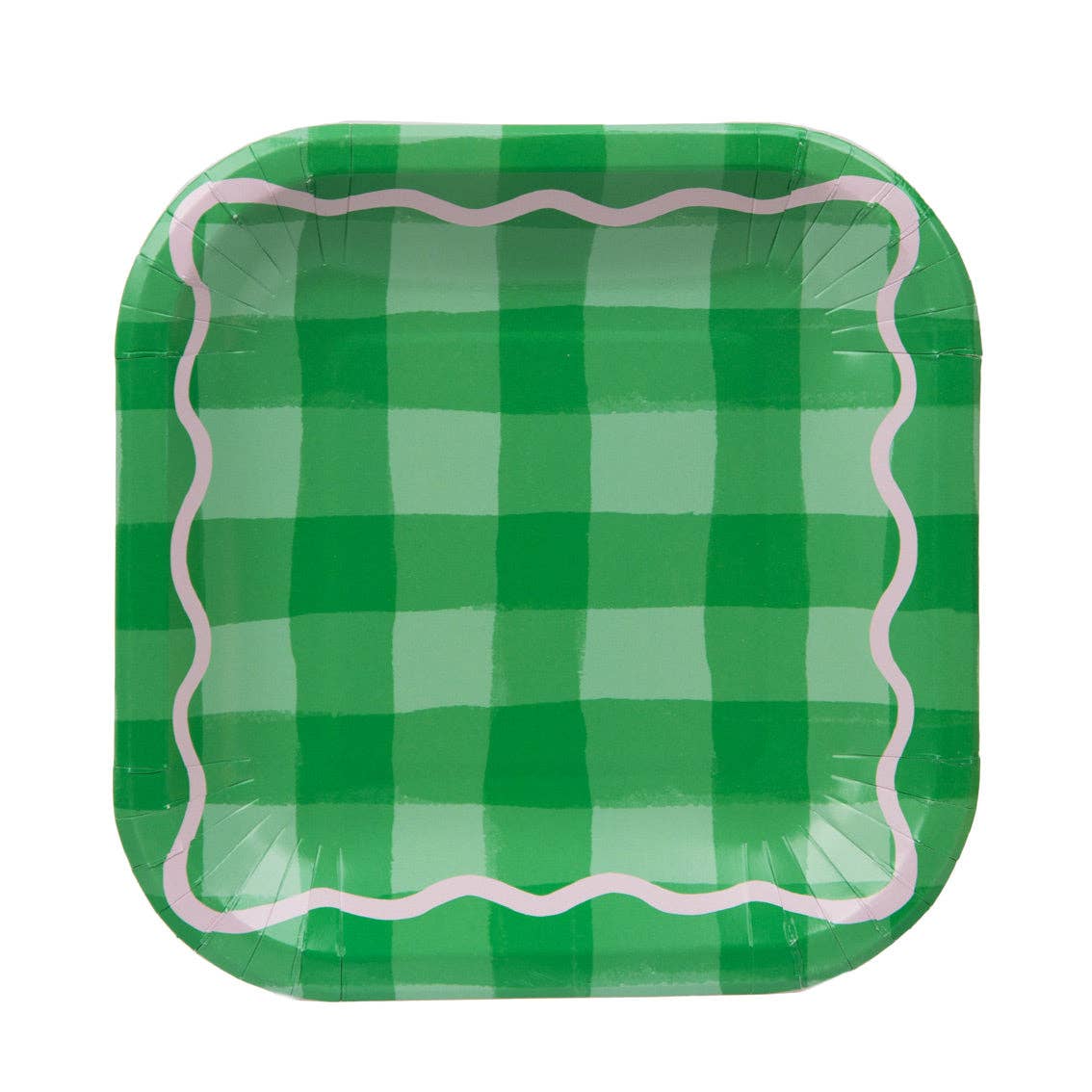 Assiettes carrées en vichy coloré - Pack de 12 | Fournitures de fête |