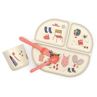 Ensemble de vaisselle illustré pour enfants - Corail