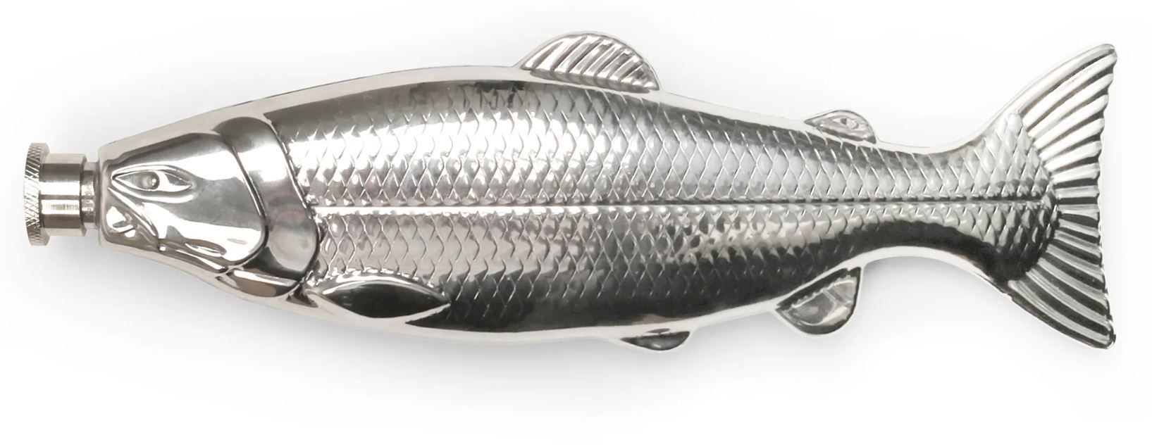 Flasque argentée en forme de poisson