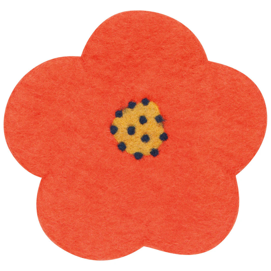 Sous-plat en laine feutrée fleur rouge - Poppy