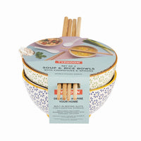 Floral ramen bowl with wooden chopsticks - Danesco