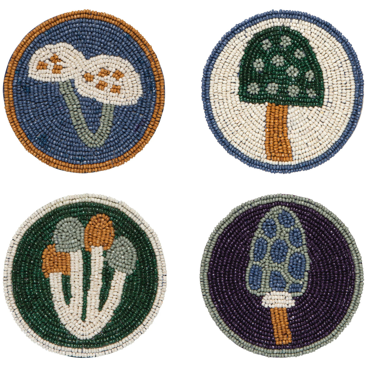 Ensemble de 4 sous-verres perlés avec champignons - Wildgrove