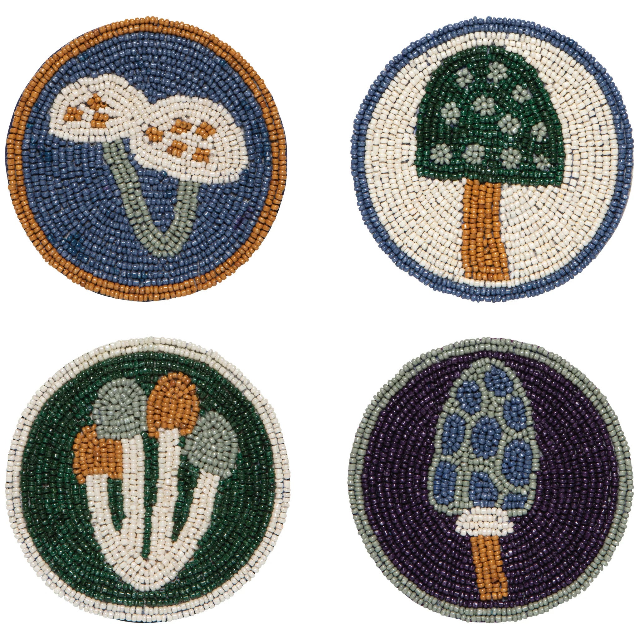 Ensemble de 4 sous-verres perlés avec champignons - Wildgrove