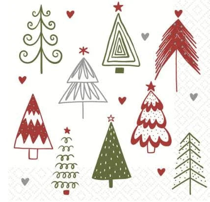 Napkins 33x33cm - Fun Trees Red - Paper+ Design - OCD