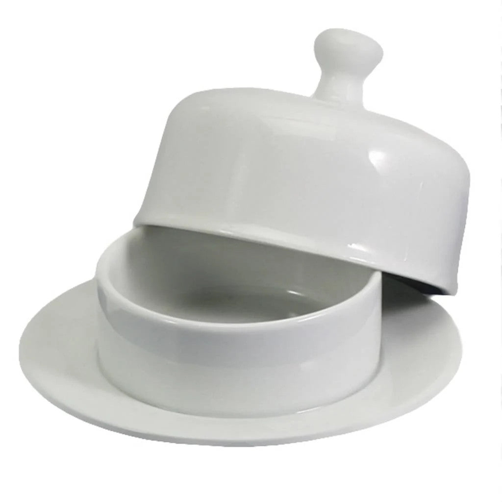 Grand beurrier rond, blanc avec couvercle 15cm - Bia Cordon bleu