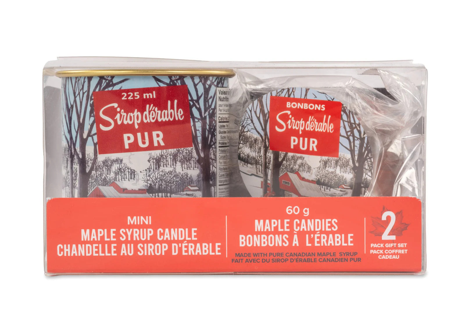 Cadeau bougie sirop + bonbons à l'érable 60g (petit format) - Seracon