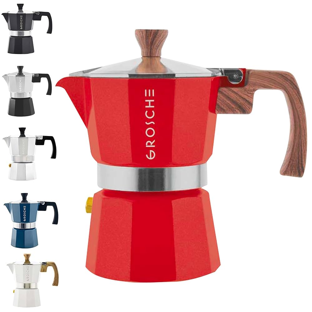 Cafetière italienne rouge  - Modèle Milano - 3 tasses (150 ml) - Grosche