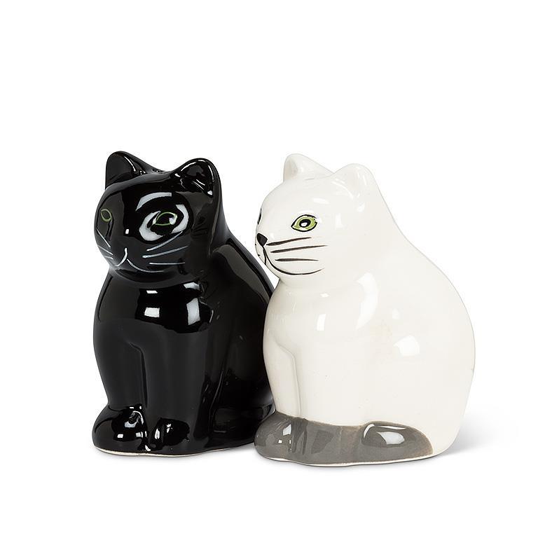 Salière et poivrière gros chats noir et blanc