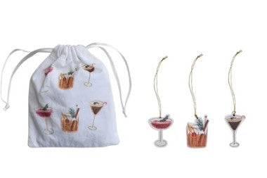 Ornament - Small wooden cocktail - Creative Coop