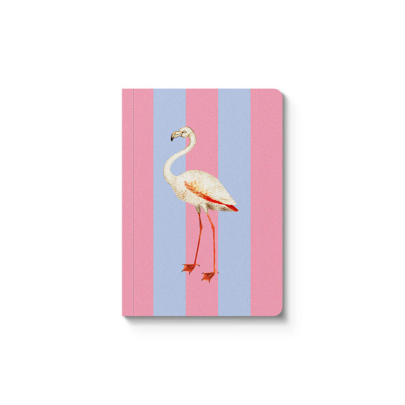 Petit carnet rayé lilas et rose format A6 - Flamingo - Kaleido