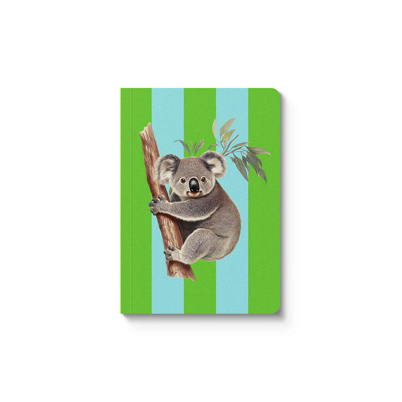 Petit carnet rayé vert et bleu format A6 - Koala - Kaleido