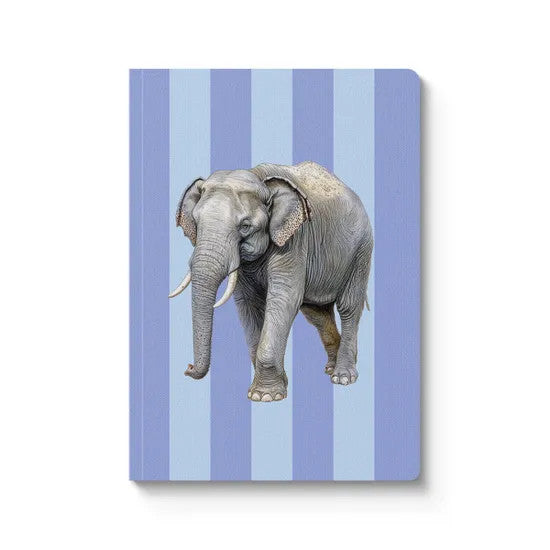 Grand carnet rayé lilas et lavande format A5 - Éléphant - Kaleido