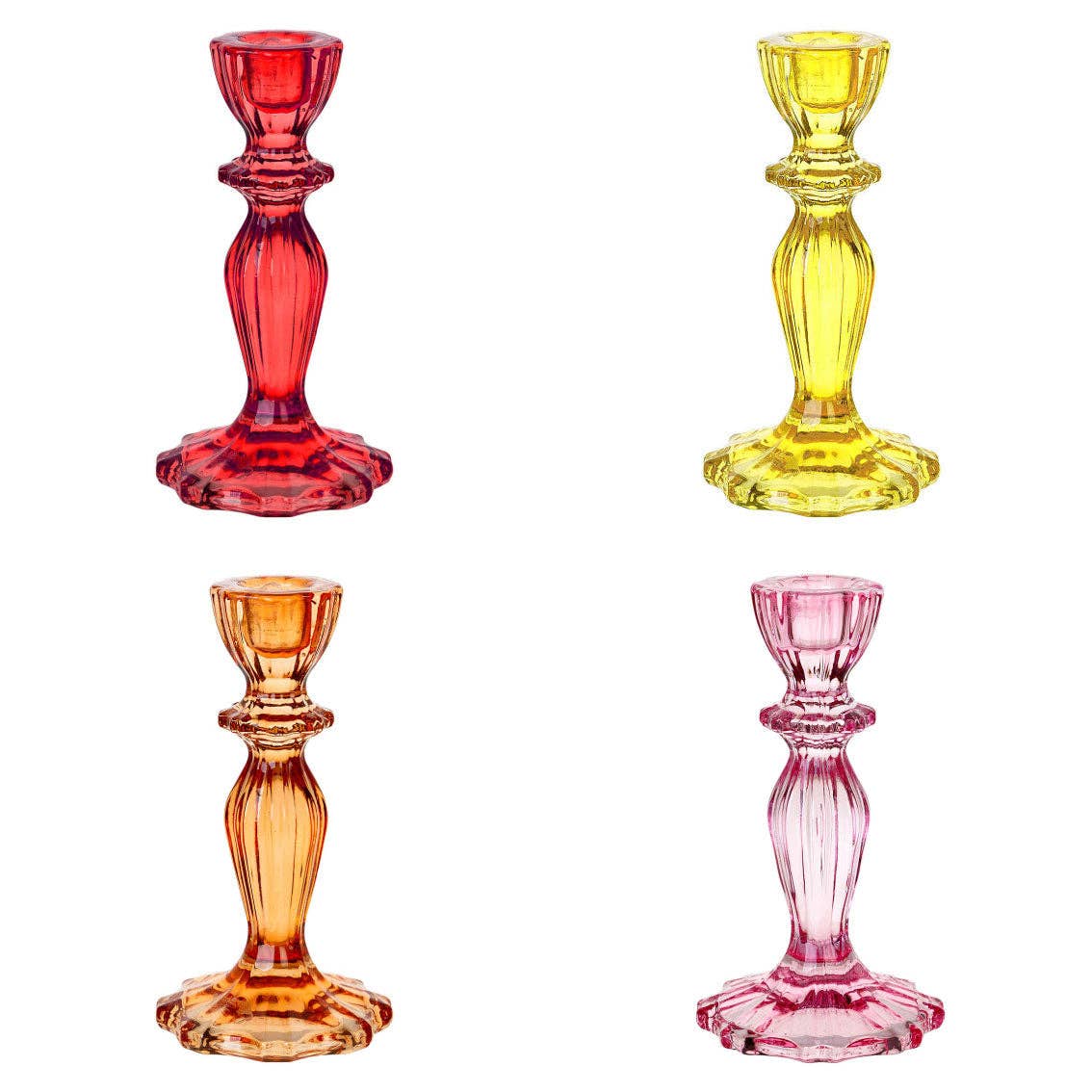 Ensemble de bougeoirs en verre - Couleurs chaudes