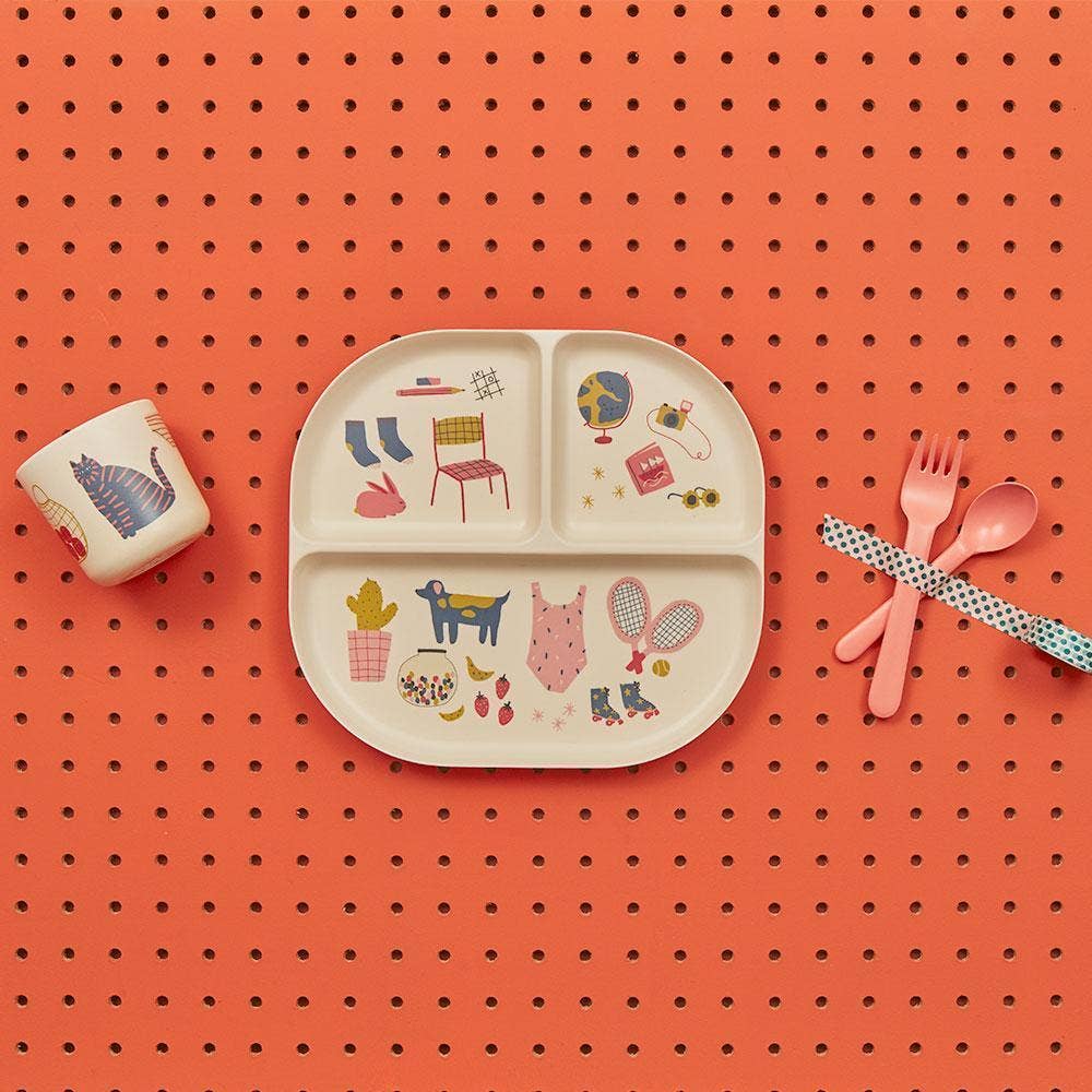 Ensemble de vaisselle illustré pour enfants - Corail