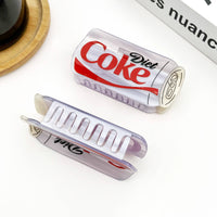 Pince à cheveux en forme de bouteille de Coca Light, accessoire amusant en acétate.: Coca