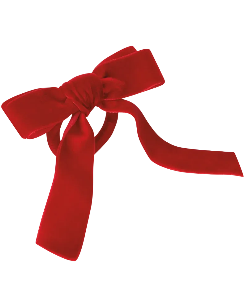 Rond de serviette en velours - boucle rouge