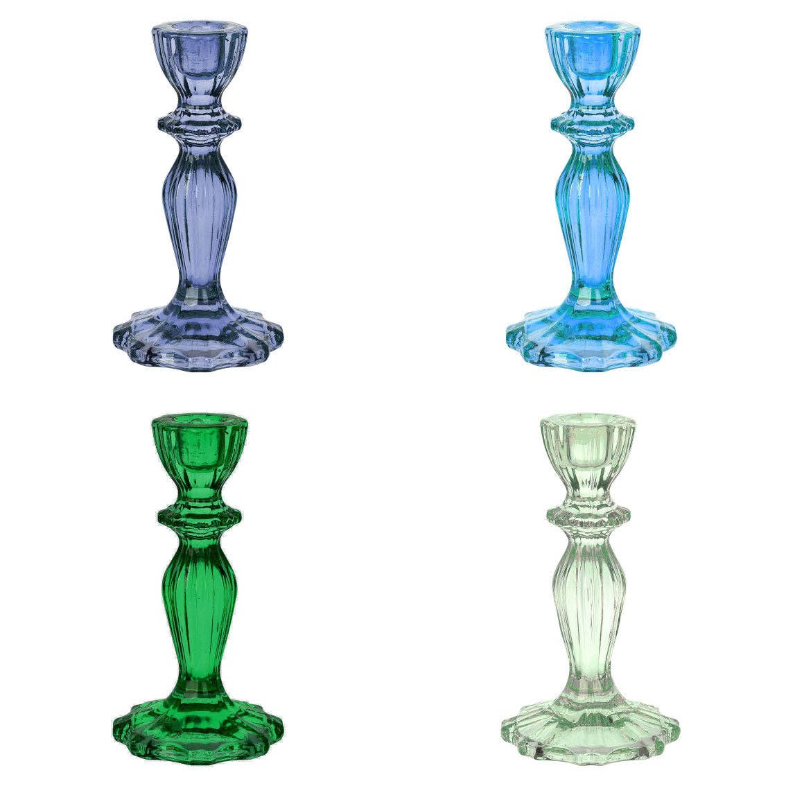 Ensemble de porte-bougies en verre - Couleurs froides | Cadeaux de décoration intérieure |