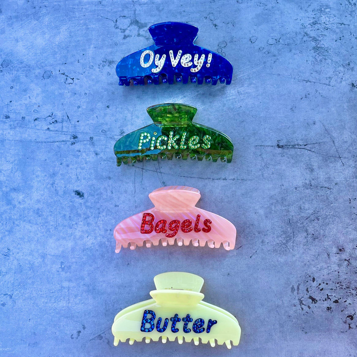 Pince à cheveux en strass Butter Word, accessoires de nouveauté