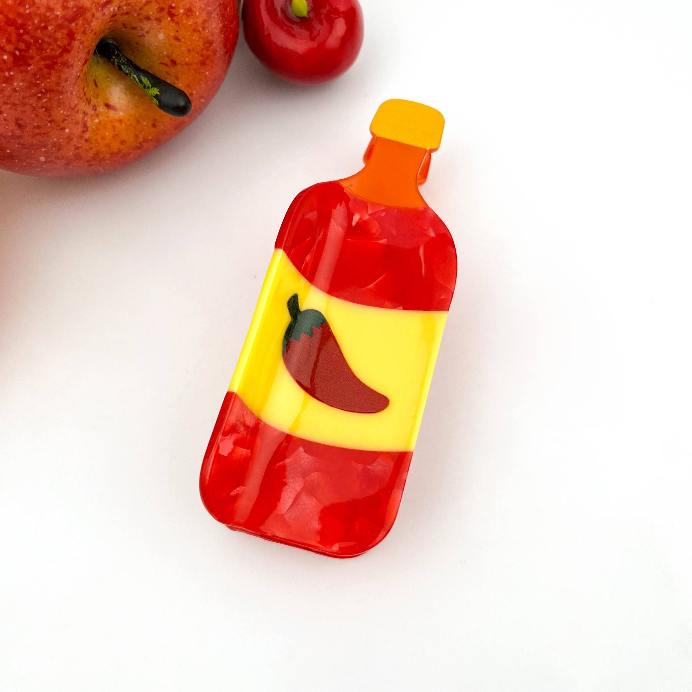 Pinces à cheveux en acétate sur le thème de la nourriture, motifs de sauce piquante et de taco: Sauce Chili