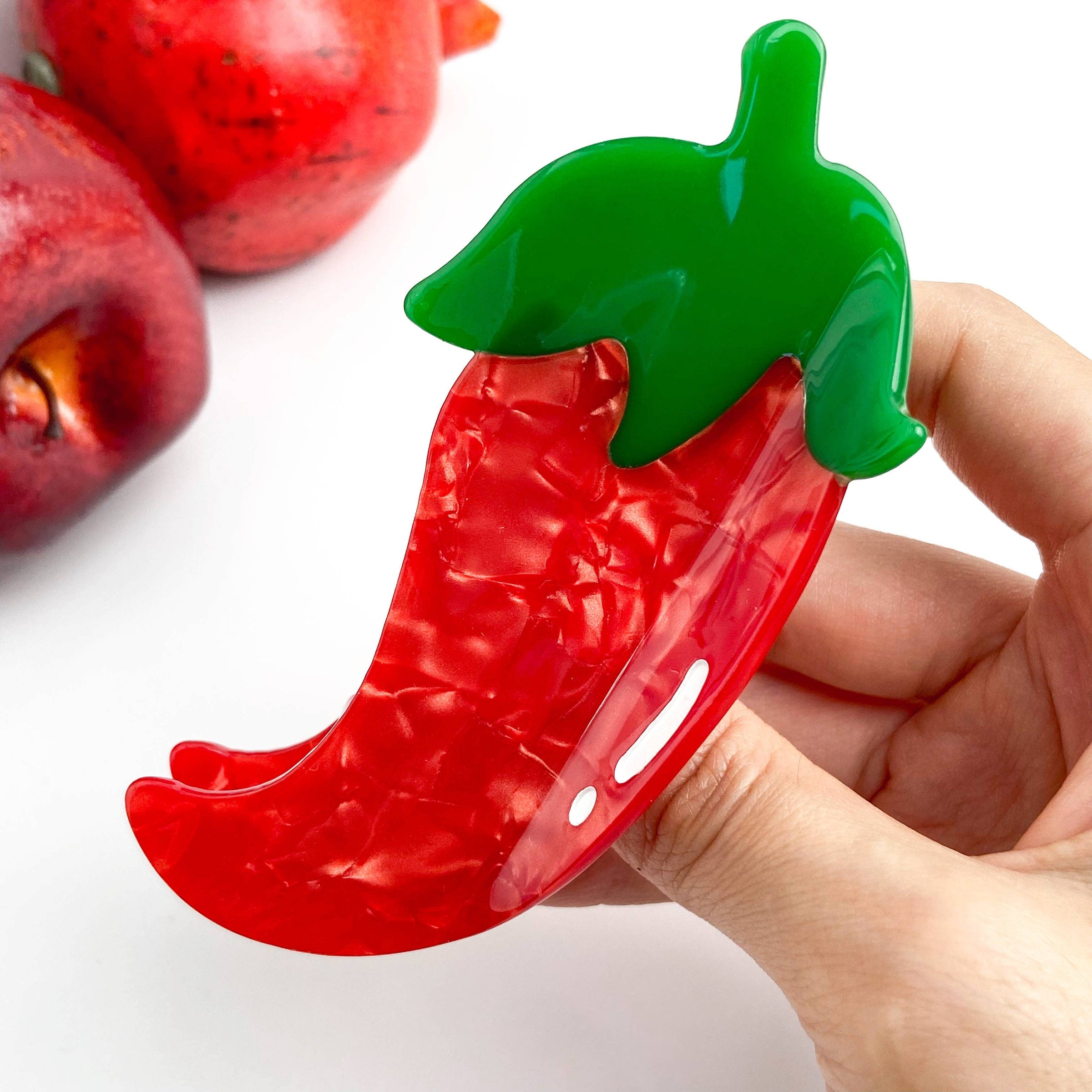 Barrette pince à cheveux en forme de piment rouge