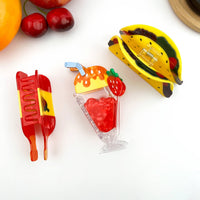 Pinces à cheveux en acétate sur le thème de la nourriture, motifs de sauce piquante et de taco: Sauce Chili