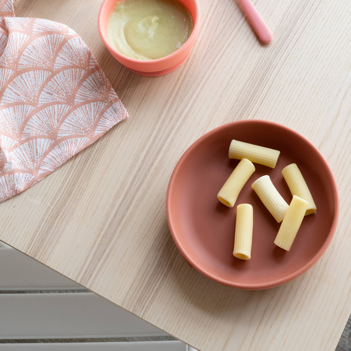 Ensemble de repas en silicone pour bébé - Corail