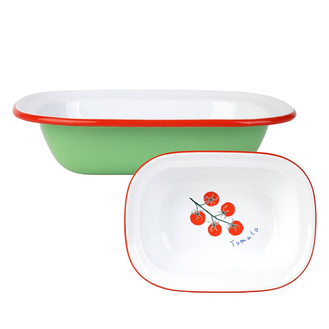 Plat émaillé pour four Vert Tomate - 20 cm | Vaisselle d'été |