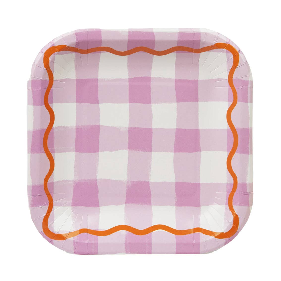 Assiettes carrées en vichy coloré - Pack de 12 | Fournitures de fête |