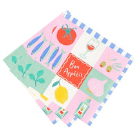Serviettes en papier recyclé Bon Appétit - Pack de 20 | Décoration d'été |